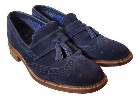 Goodwin Smith Shoes Loafers Mens UK 7 EU 41 Navy Blue Suede Leather Tassels