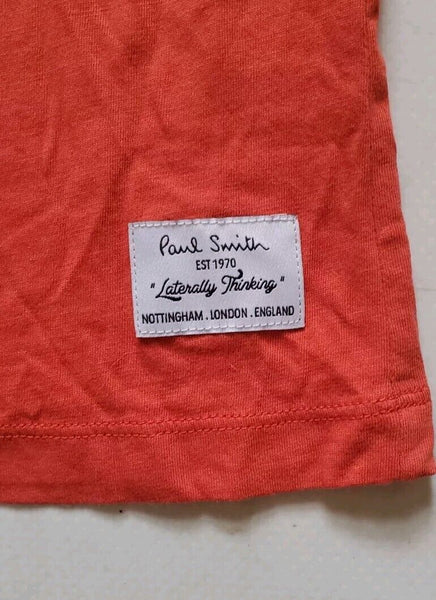 PAUL SMITH Tshirt T Shirt Mens M Slim Fit Burnt Orange Organic Cotton Mountain