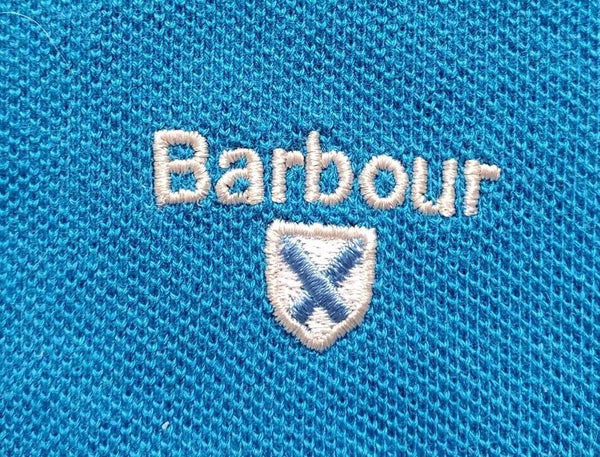 BARBOUR Polo Shirt Mens L Slim Fit Blue Cotton