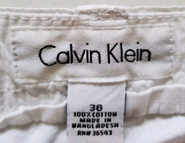 CALVIN KLEIN Cargo Shorts Mens W 36 White Cotton