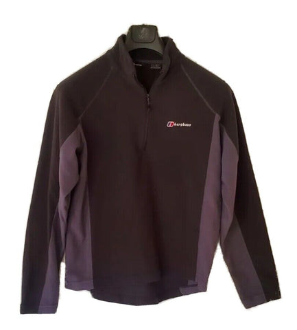 BERGHAUS Fleece Mens M Quarter Zip Black Grey