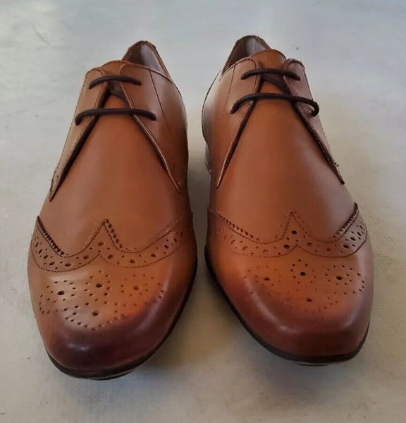 Ben Sherman Brogues Shoes Tan Leather Mens Uk 9.5 Eu 44 Dip Dyed Hand Burnished