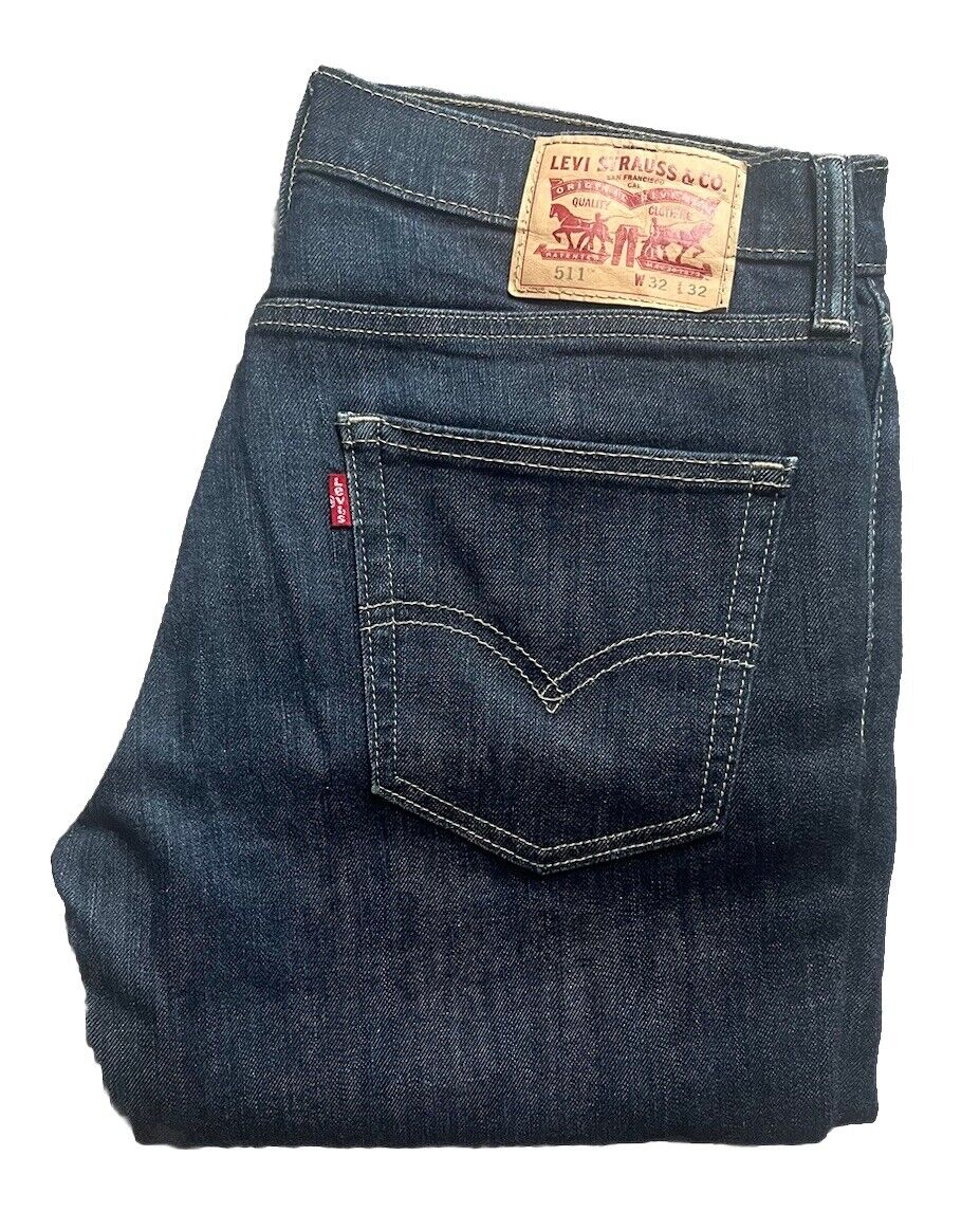 LEVIS 511 Jeans Mens W 32 L 32 vintage blue denim red tab regular fit A153