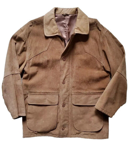 Vintage Suede Jacket Tan Pigskin Mens L 1980's Czechoslovakia - Mint Condition