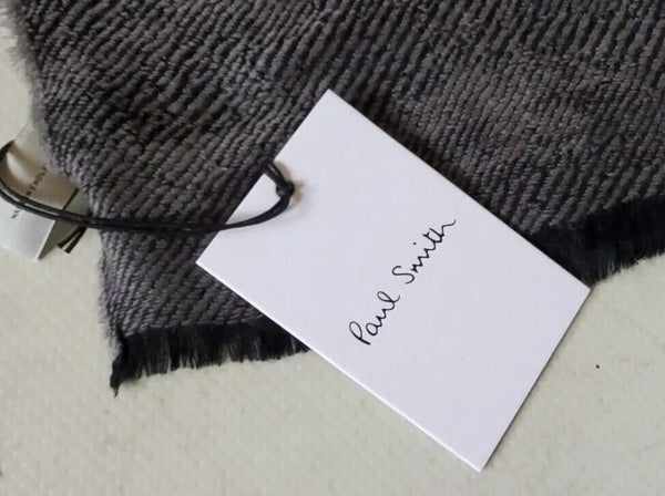 PAUL SMITH SCARF Mens Cashmere Wool XL Size Monochrome Fade Made in UK