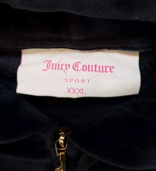 Juicy Couture Hoodie Jacket Y2K Womens 3XL Navy Blue Velour Gold Zip Vintage