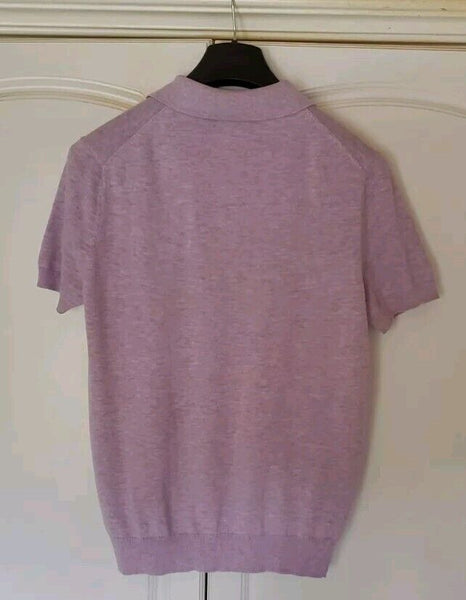 Nicole Farhi Knitted Polo Jersey Mens M Lilac