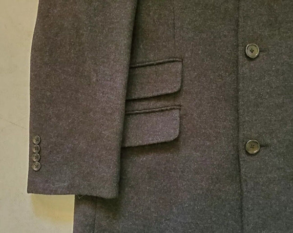 Vintage Greenwoods Overcoat Long Coat Mens XL Charcoal Grey Cashmere Wool