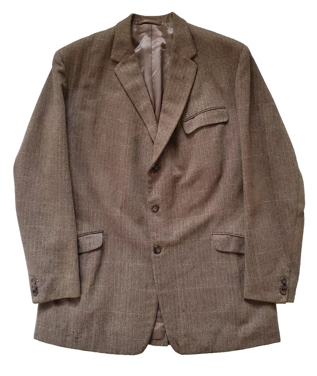 Vintage Tweed Shooting Jacket Mens 44 Herringbone Weave Henderson Uk 1950's