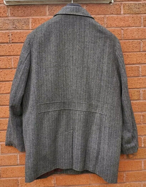 MARKS SPENCER Trench Coat Overcoat Mens XXL UK 48 R Charcoal Grey Wool Blend