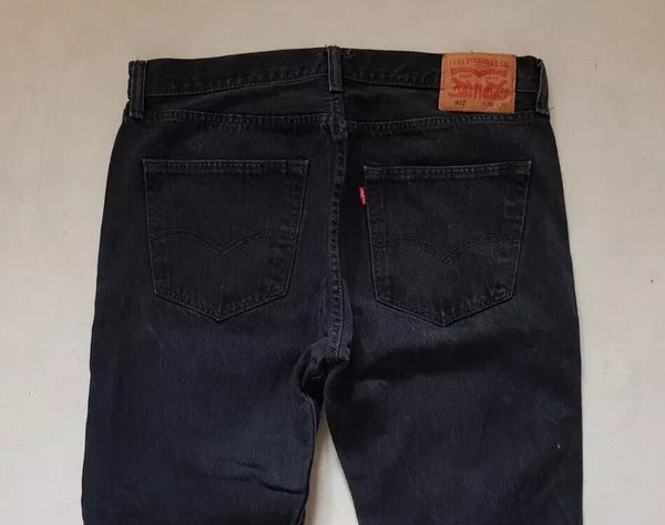 LEVIS 501 Jeans Mens W 36 L 30 Classic Fit Vintage Black Denim Red Tab