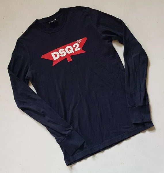 DSQUARED2 Tshirt T Shirt Long Sleeved Boys Age 14 Navy Blue Red Logo