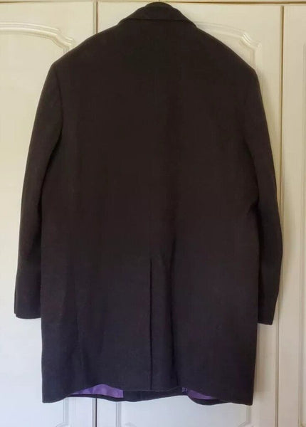 Vintage Greenwoods Overcoat Long Coat Mens XL Charcoal Grey Cashmere Wool