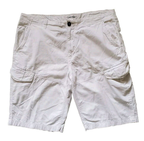 CALVIN KLEIN Cargo Shorts Mens W 36 White Cotton
