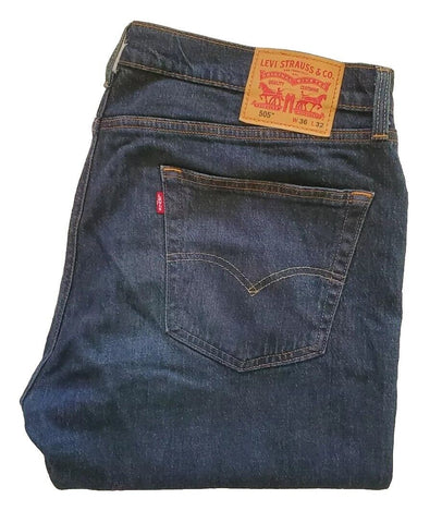 LEVIS 505 Jeans Mens W 36 L 32 Vintage Blue Stretch Denim Red Tab Regular Fit