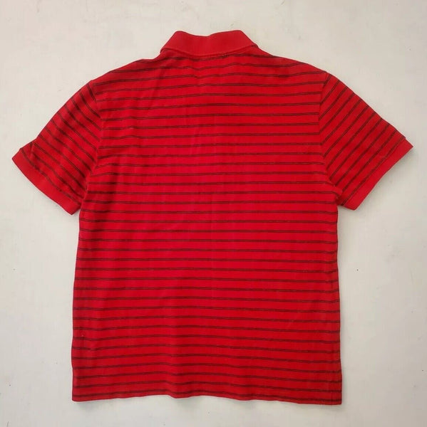 LACOSTE Polo Shirt Mens L 5 Slim Fit Postbox Red With Black Stripes Devanlay