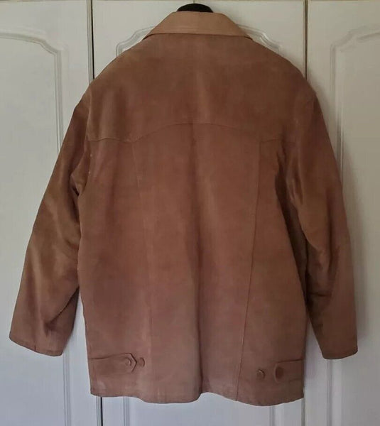 Vintage Suede Jacket Tan Pigskin Mens L 1980's Czechoslovakia - Mint Condition