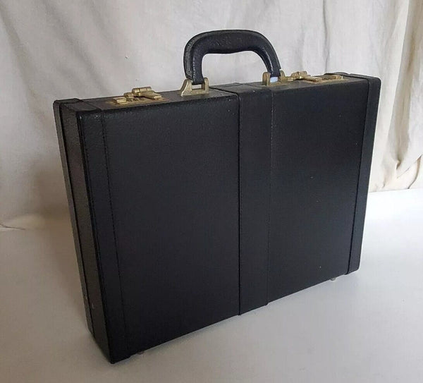 Briefcase Attache Black Leather Combination Locks Vintage 80's