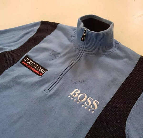 HUGO BOSS Golf Jumper Mens XL Zelchior Pro Quarter Zip Water Repellent - Signed