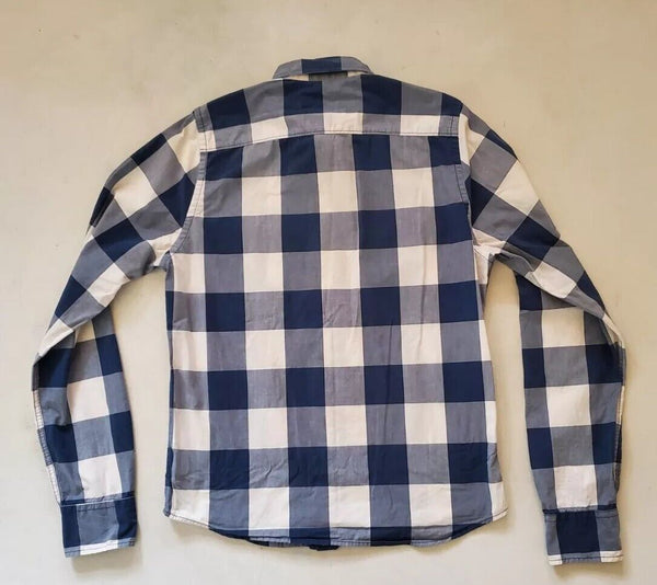 HOLLISTER Shirt Mens M Regular Fit Blue White Broad Check Cotton