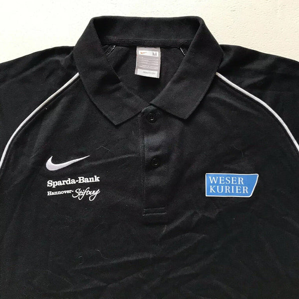 NIKE SPORTS Polo Shirt Mens M Black White Regular Fit Corporate Logo