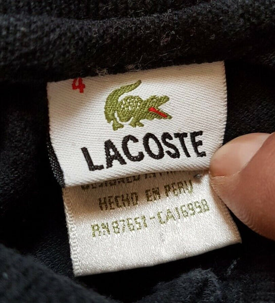 LACOSTE Polo Shirt Mens 4 S Regular Fit Black Iconic Croc Devanlay