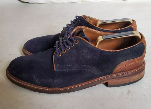 Chapman Moore Shoes Oxfords Mens Uk 9 Blue Suede Tan Leather