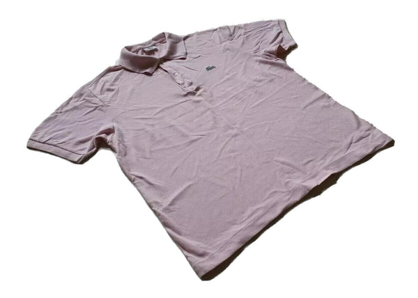 LACOSTE Polo Shirt Mens L Pale Pink Cotton Iconic Croc