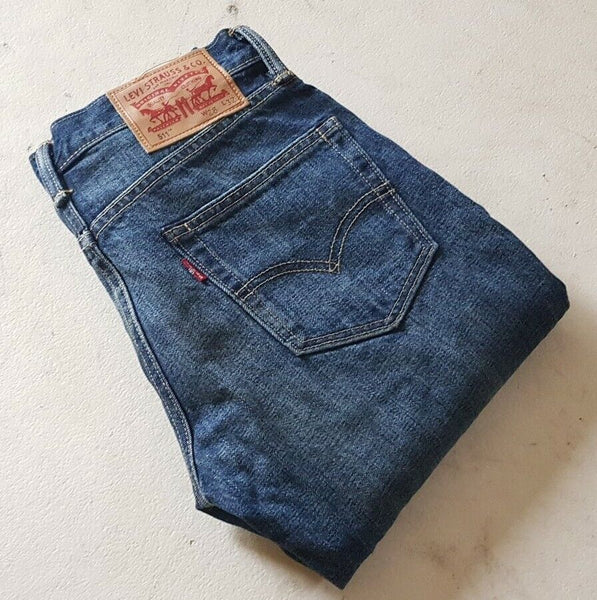 LEVIS 511 Jeans Womens W 28 L 32 Vintage Classic Fit Blue Denim Red Tab No 180