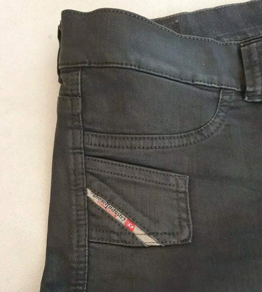 DIESEL Waxed Jegonfire Jeans Jeggings Super Slim Low Stretch Black W 29 Rrp £230