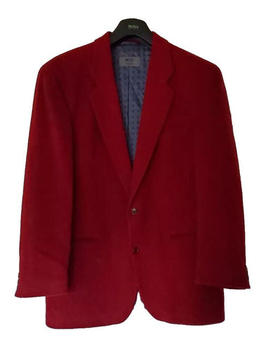 Vintage HUGO BOSS Blazer Jacket Mens 44 Cashmere Wool Scarlet Red Easy Line 80's