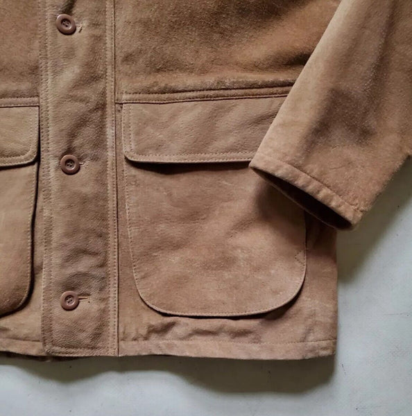 Vintage Suede Jacket Tan Pigskin Mens L 1980's Czechoslovakia - Mint Condition