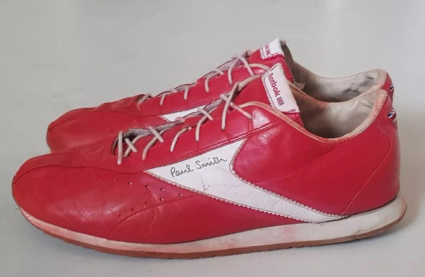 Vintage Paul Smith Reebok Trainers 90's Red White Leather Mens Uk 9 Eu 43 - Rare