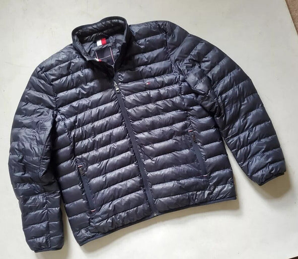 TOMMY HILFIGER Puffer Jacket Coat Mens XL Navy Blue TH Packable Series