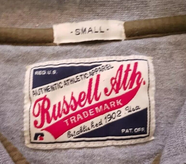 Vintage RUSSELL ATHLETIC Zip Top Sweatshirt Mens S Regular Fit Marl Grey Jersey