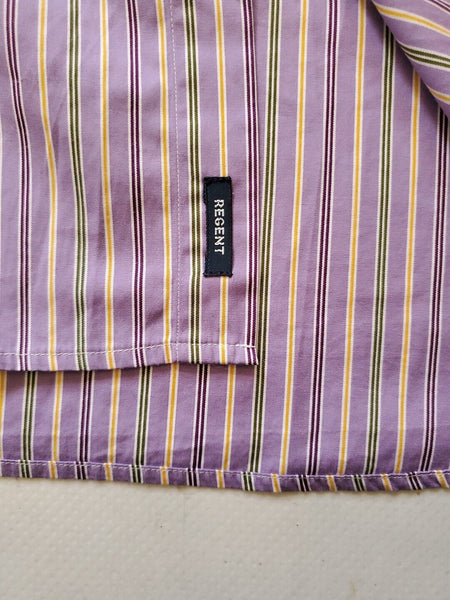 RALPH LAUREN Regent Formal Shirt Mens 18 Collar Custom Fit Lilac Striped Cotton