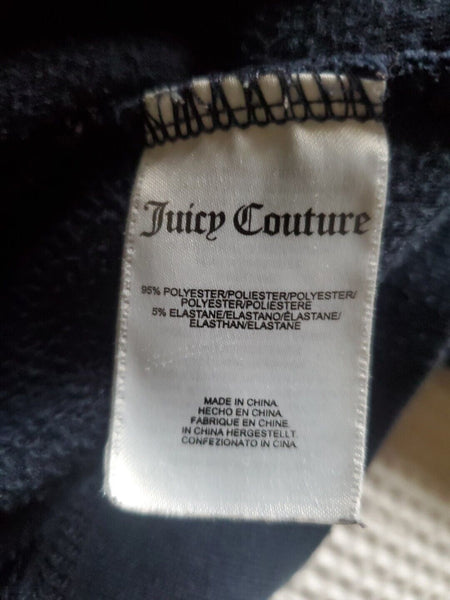 Juicy Couture Hoodie Jacket Y2K Womens 3XL Navy Blue Velour Gold Zip Vintage