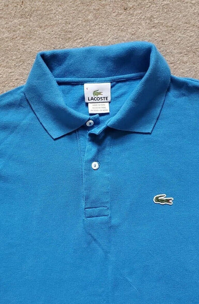 LACOSTE POLO SHIRT Long Sleeved Mens M Royal Blue Cotton Croc