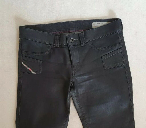 DIESEL Waxed Jegonfire Jeans Jeggings Super Slim Low Stretch Black W 29 Rrp £230