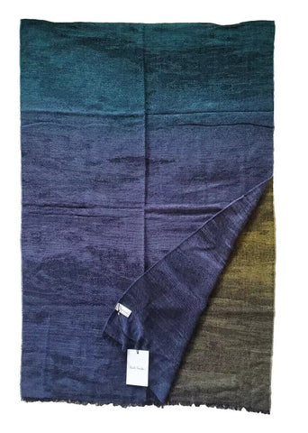 PAUL SMITH SCARF Mens Cashmere Wool XL Size Artist Fade Made in UK