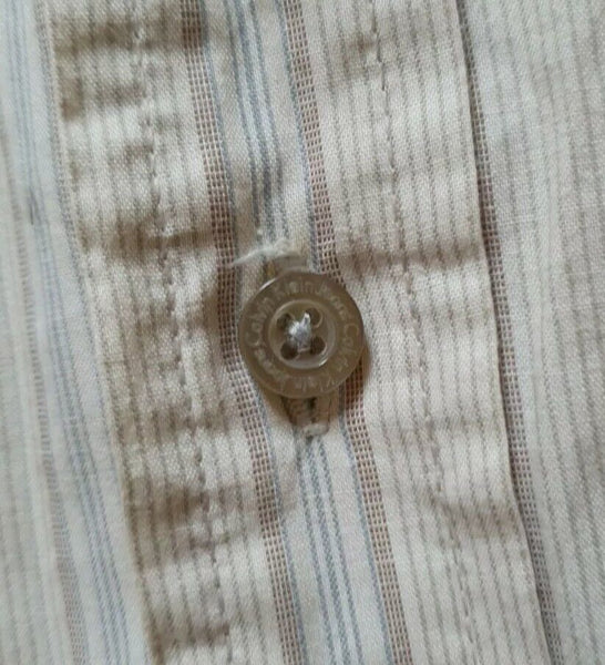 CALVIN KLEIN SHIRT Mens L Short Sleeved Striped Blue and Beige