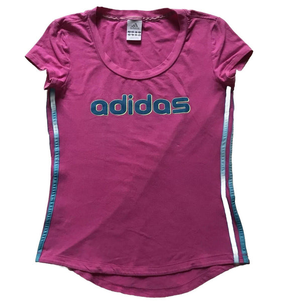 Womens ADIDAS Tshirt T Shirt Pink UK S