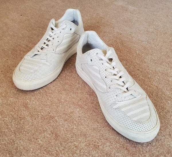 BALENCIAGA TRAINERS Mens UK 7 EU 41 Perforated White Leather Low Top AUTHENTIC