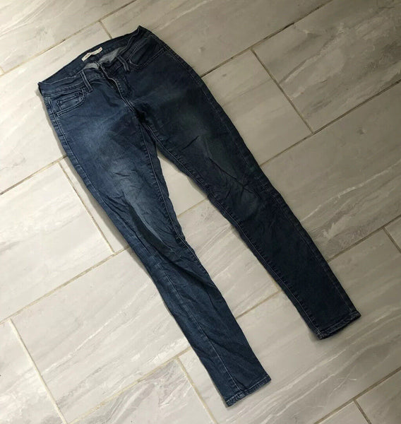 LEVIS 710 JEANS Womens W 26 L 32 BLUE DENIM SUPER SKINNY FIT (556)