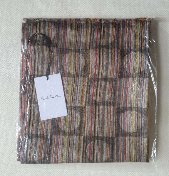 PAUL SMITH SCARF SILK WOOL SIGNATURE STRIPE CIRCLE SQUARE LIBERTY BNWT RRP £175