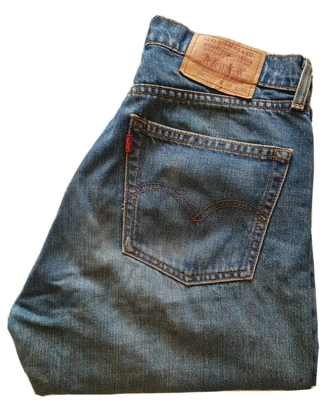 LEVIS 512 JEANS Mens W 30 L 34 VINTAGE BLUE DENIM RED TAB CLASSIC FIT Save The Robot