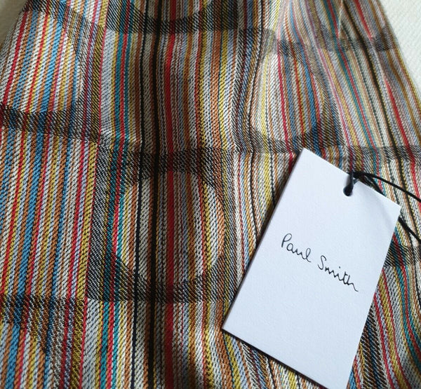 PAUL SMITH SCARF SILK WOOL SIGNATURE STRIPE CIRCLE SQUARE LIBERTY BNWT RRP £175