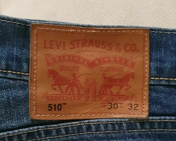 LEVIS 510 JEANS Womens W 30 L 32 CLASSIC FIT BLUE DENIM RED TAB 1380