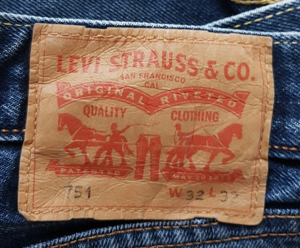 LEVIS 751 JEANS Mens W 32 L 29 VINTAGE BLUE DENIM RED TAB REGULAR FIT (151)