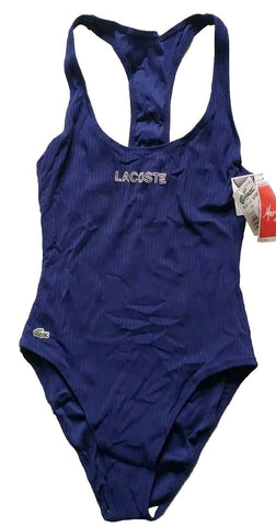 LACOSTE Swimsuit Swimming Costume 1 Piece Size S Blue Spellout New With Tags